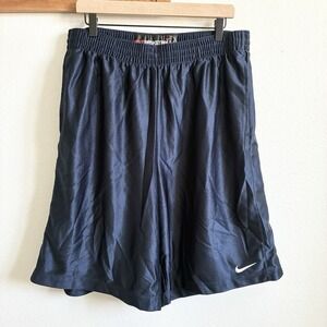 Y2K Nike Dazzle Swoosh Long Baggy Shiny Basketball Shorts Navy Blue Mens XXL